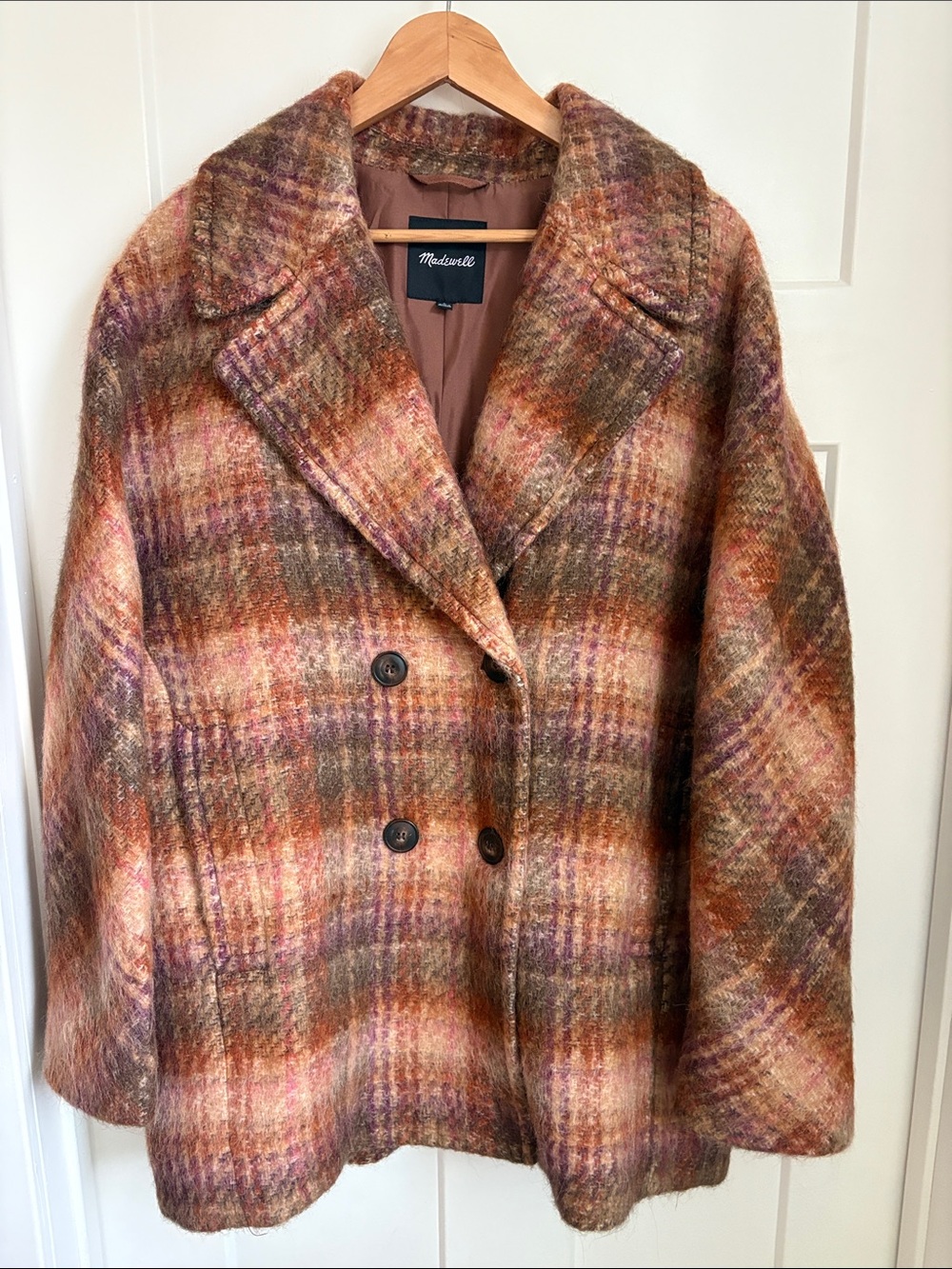 Madewell Plaid Carville Oversized Wool blend.Like new vent still stitched